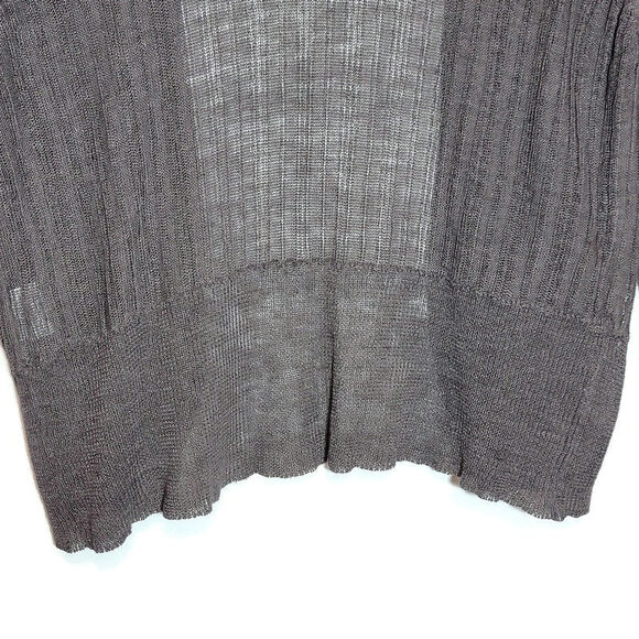 Eileen Fisher Linen Cardigan Sweater Lightweight Brown Gray Classic Summer M - Picture 9 of 14